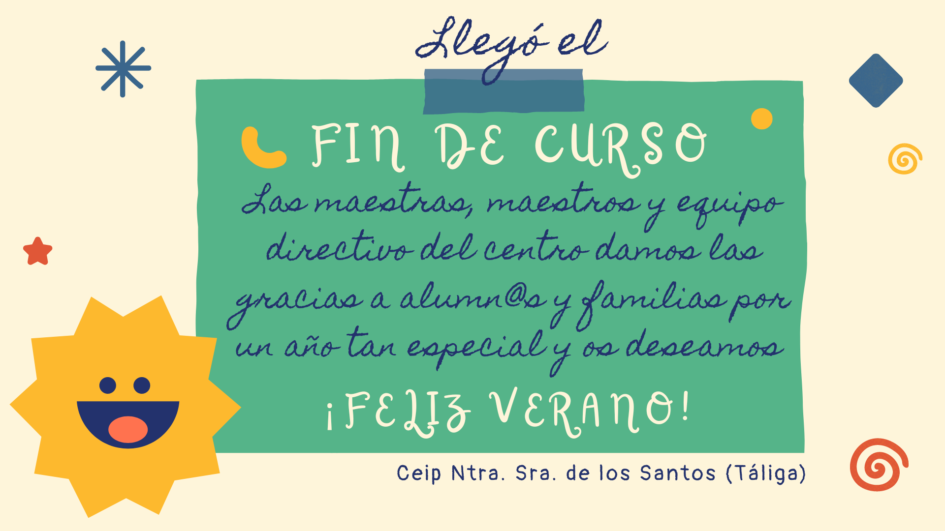Presentación Fin de curso escolar Infantil Colorido azul y amarillo 1